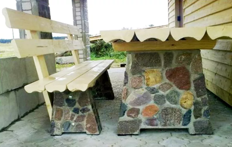 Комплект тумб для уличного стола с двумя скамейками